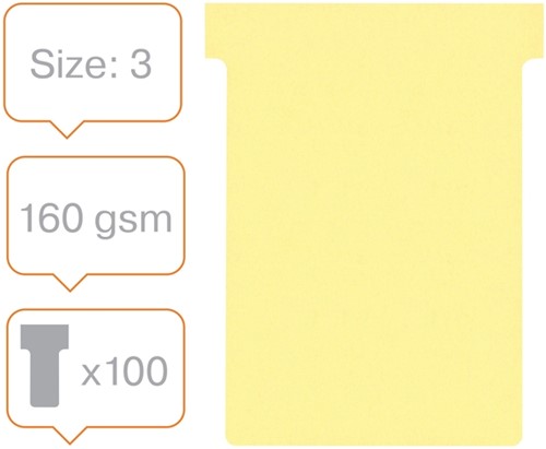T-kaart Nobo nr.3 80mm geel 100 stuks 100 Stuk-2