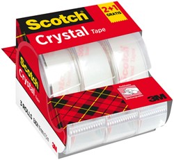 Plakband Scotch Crystal 600 19mmx7.5m tr 2+1 disp 3 Stuk
