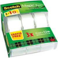 Plakband Scotch Magic 810 19mmx7.5m mat 2+1 disp 3 Stuk