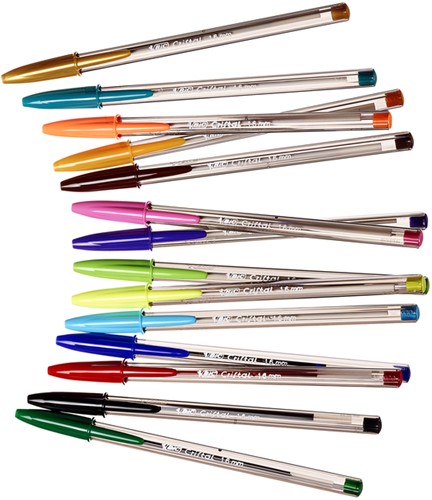 Balpen Bic Cristal large multicolour assorti 15 stuks-1