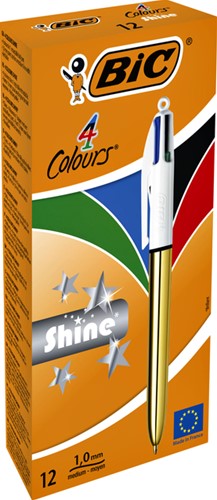 Balpen Bic 4kleuren shine M goud 1 Stuk-2