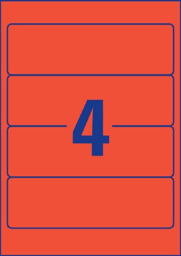 Rugetiket Avery breed 61x192mm zelfklevend rood 20 Vel-2