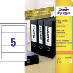 Rug-insteekkaart Avery breed 54x190mm wit 25 Vel