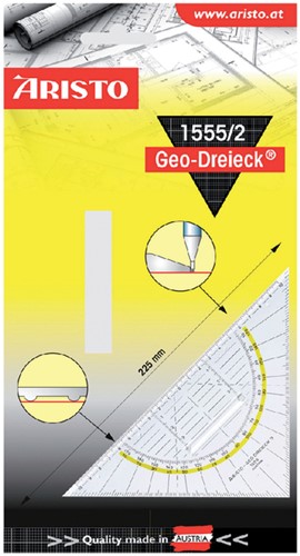 Geodriehoek Aristo 1555/2 225mm met greep transparant-3