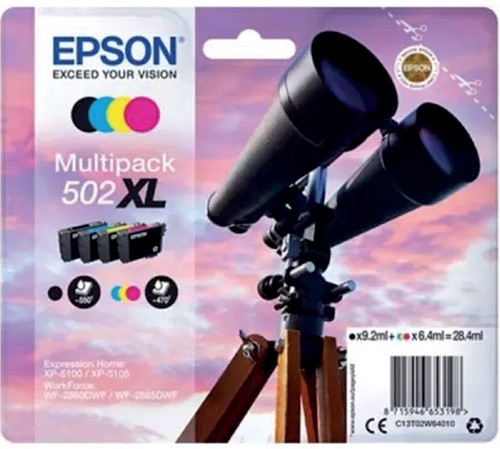 Inktcartridge Epson 502XL T02W6 zwart + 3 kleuren 4 Stuk