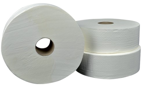 Toiletpapier Cleaninq jumbo groot 2laags 380m wit 6 Rol-1