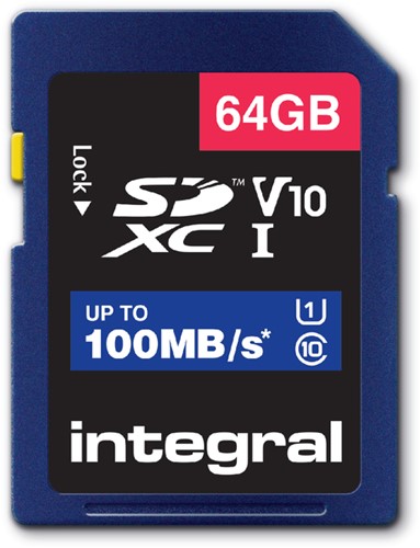 Geheugenkaart Integral SDXC V10 64GB 1 Stuk