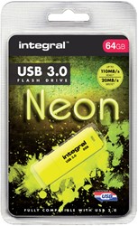 USB stick 3.0 Integral Neon USB-A 64GB geel 1 Stuk
