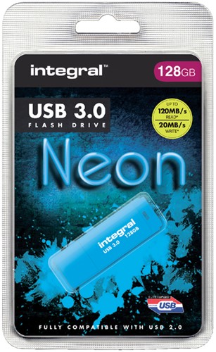 USB stick 3.0 Integral 128GB neon blauw 1 Stuk