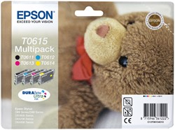 Inktcartridge Epson T0615 zwart + 3 kleuren 4 Stuk