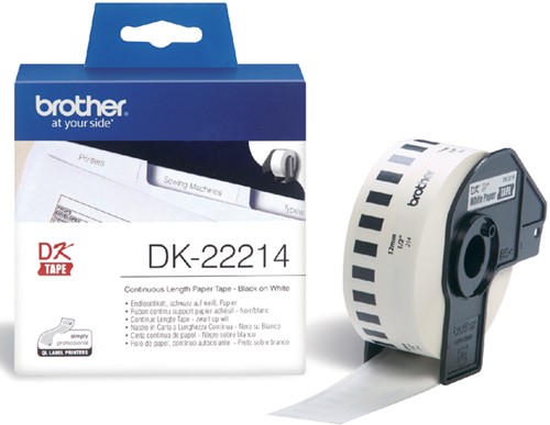 Etiket Brother DK22214 doorlopend 12mm 30m wit 30 Meter