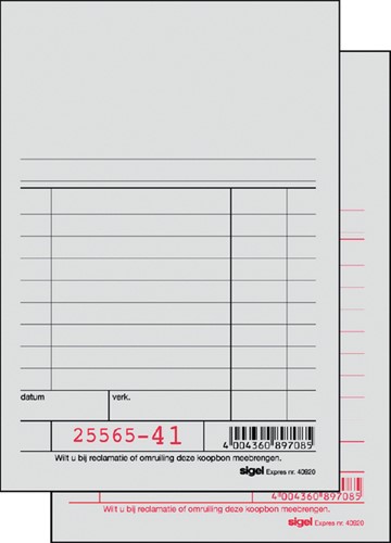 Kassablok Expres SI-40920 150x100mm 50x2vel 1 Stuk
