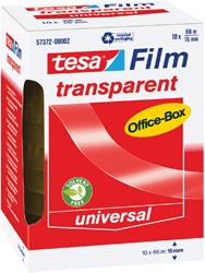 Plakband tesafilm 66mx15mm transparant 10 Stuk