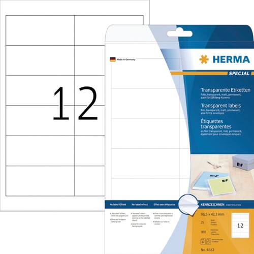 Etiket HERMA 4682 96.5x42.3mm folie transparant 300 stuks