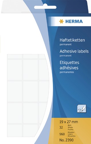 Etiket HERMA 2390 19x27mm wit 960st 32 Vel