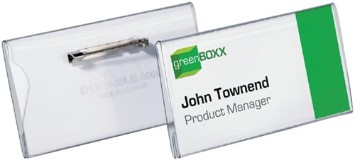 Badge Durable 8001 met speld en klemrand 40x75mm 1 Stuk