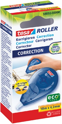 Correctietape tesa® ecoLogo® rechts & linkshandig  10mx4,2mm hangdoosje