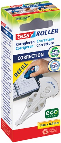 Correctietape navulling tesa® ecoLogo® 14mx8,4mm hangdoosje