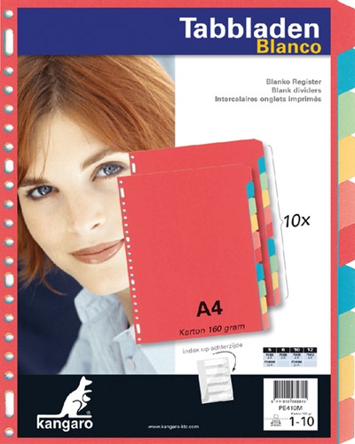 Tabblad Kangaro 23r PE410M 10 delig assorti karton 1 Set-2