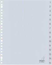 Tabblad Kangaro 23r G415CM genummerd 1 15 grijs PP 1 Set