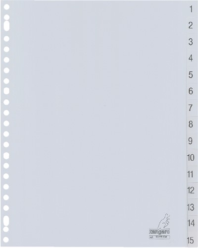 Tabblad Kangaro 23r G415CM genummerd 1 15 grijs PP 1 Set
