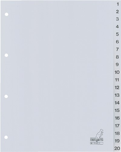 Tabblad Kangaro 4r G420C 1 20 genummerd grijs PP 1 Set