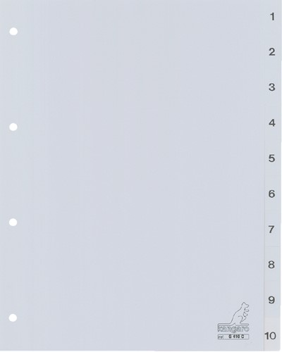 Tabblad Kangaro 4r G410C 1 10 genummerd grijs PP 1 Set