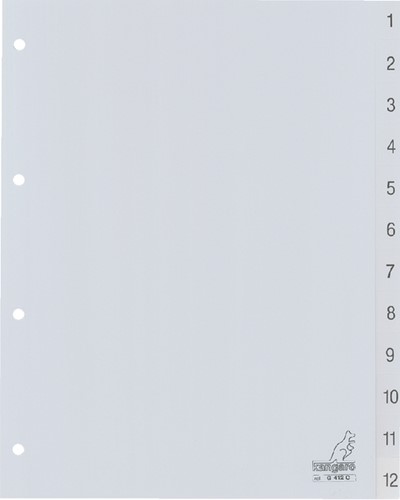 Tabblad Kangaro 4r G412C 1 12 genummerd grijs PP 1 pak