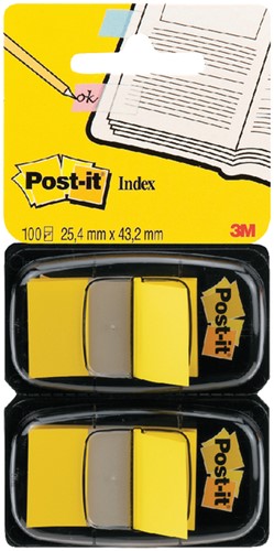 Indextabs Post-it 680 25.4x43.2mm duopack geel 100 Stuk
