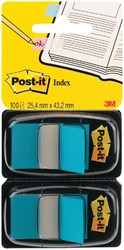 Indextabs Post-it 680 25.4x43.2mm duopack blauw 100 Stuk