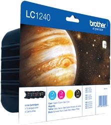 Inktcartridge Brother LC-1240VALBP zwart +3kleuren 4 Stuk