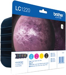 Inktcartridge Brother LC-1220VALBP zwart +3kleuren 4 Stuk