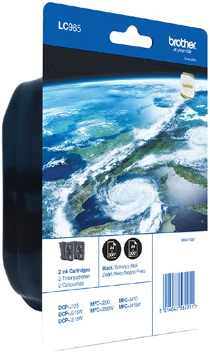 Inktcartridge Brother LC-985BK2 zwart 2x 2 Stuk