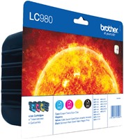 Inktcartridge Brother LC-980VALBP zwart + 3kleuren 4 Stuk
