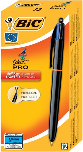 Balpen Bic 4kleuren pro met ring M zwart 1 Stuk-2