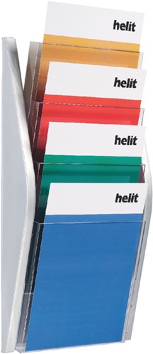 Folderhouder Helit wand 4x A4 zilver