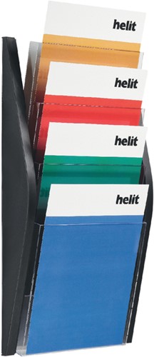 Folderhouder Helit wand 4x A4 zwart 1 Stuk