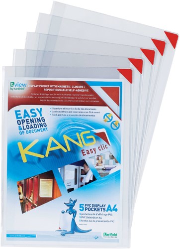 Presenteerhoes Djois Kang easy clic A4 herpositioneerbaar zelfklevend 5 stuks