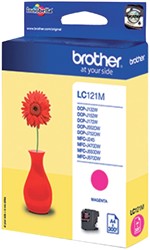 Inktcartridge Brother LC-121M rood 1 Stuk