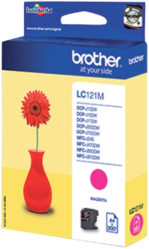 Inktcartridge Brother LC-121M rood 1 Stuk