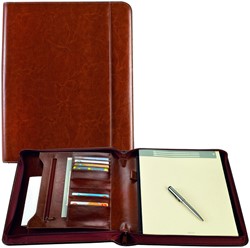 Schrijfmap Brepols Palermo luxe A4 met rits bruin 1 Stuk