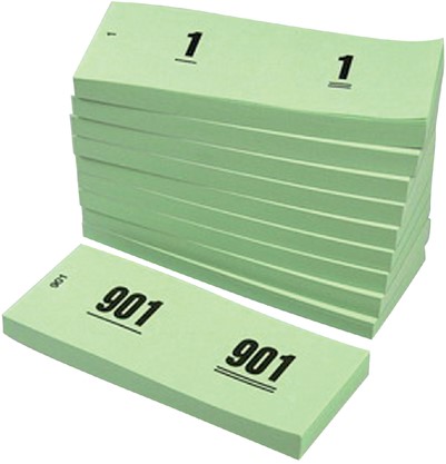 Nummerblok 42x105mm nummering 1 1000 groen 10st 10 Stuk