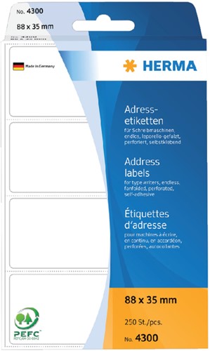 Etiket HERMA adres 4300 88x35mm zig-zag 250st 250 etiket