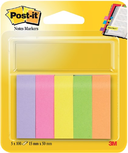 Markeerstrook Post-it 670 15x50mm papier assorti 500 Stuk