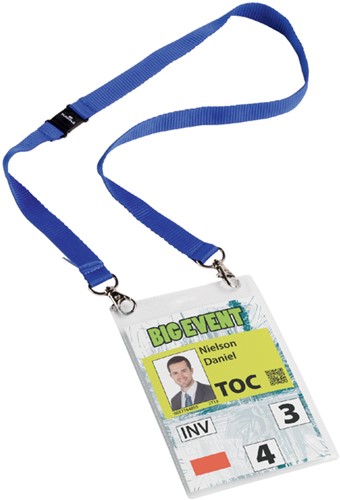 Badge Durable voor evenementen A6 met koord blauw 10 stuks