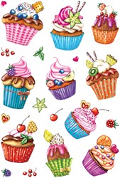 Etiket HERMA 3387 cupcakjes glitter 2 Vel