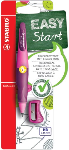 Vulpotlood STABILO Easyergo HB 3.15mm links roze/lila slijper blister
