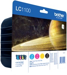 Inktcartridge Brother LC-1100VALBP zwart +3kleuren 4 Stuk