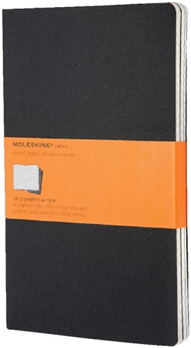 Schrift Moleskine 130x210mm lijn 160pag zwart 3st 3 Stuk