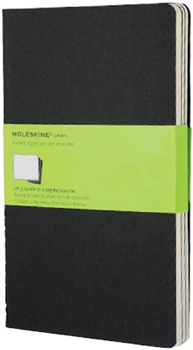Schrift Moleskine 130x210mm blc 160pag zwart 3st 3 Stuk